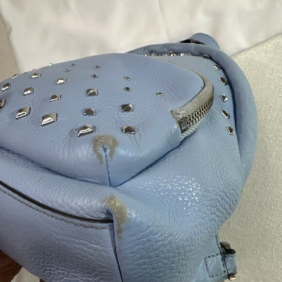 Michael Kors Erin Small Convertible Backpack Sky Blue Studded Leather - Picture 15 of 16